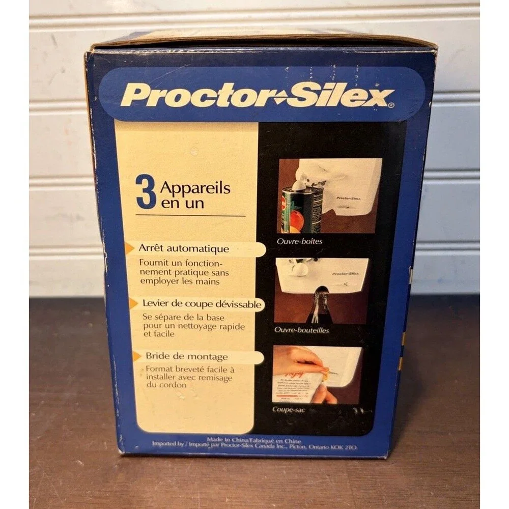 Proctor Silex Can Opener Space Saver Under Cabinet 3 In One (NewIn Box) #75400